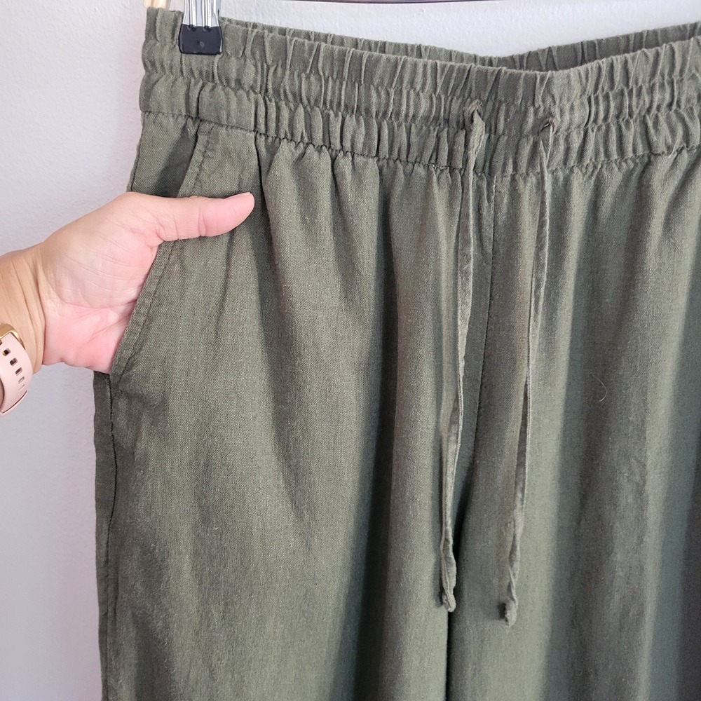 Banana Republic Wide Leg Crop Pants Small Avocado Green Coastal Resort Travel - Picture 3 of 11